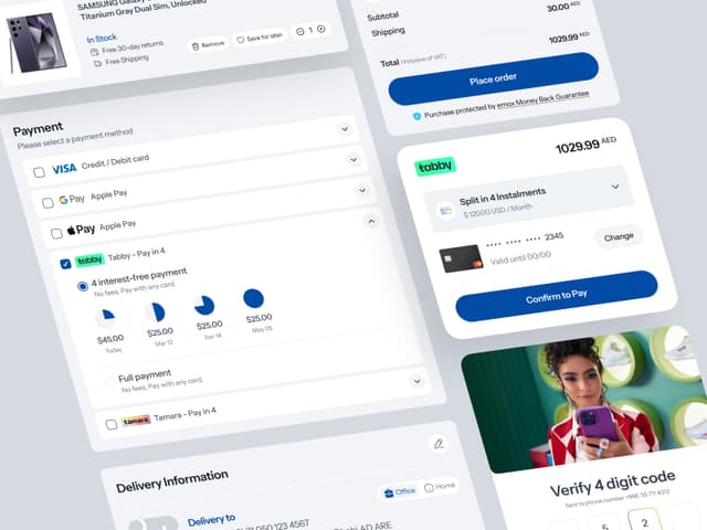 Business management platform with project tasks, status cards, and navigation